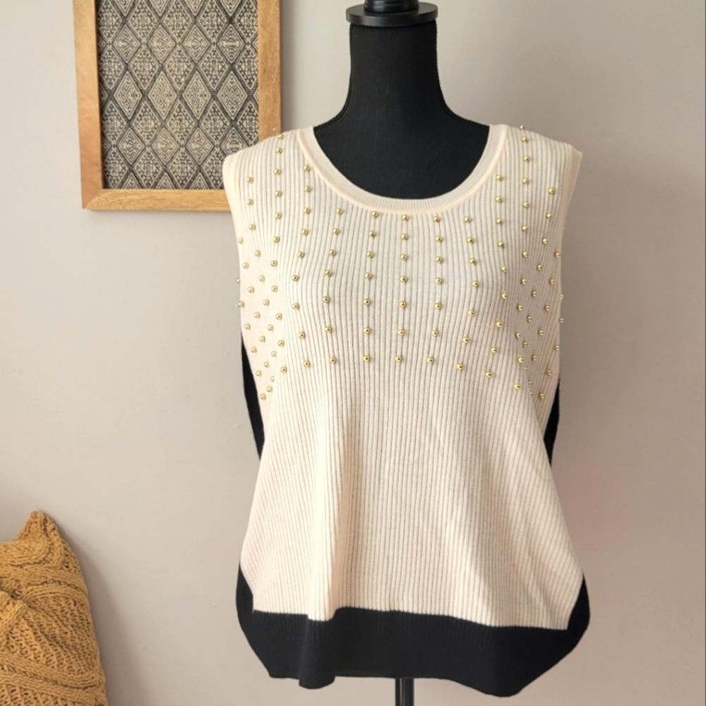 Elie Tahari Beeded Sleevless Top